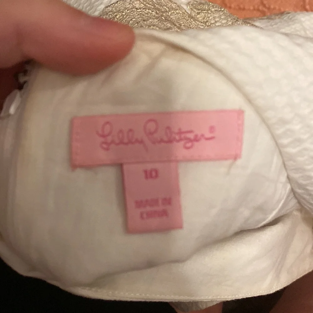 White and gold lily Pulitzer dress size 10 - Picture 3 of 3